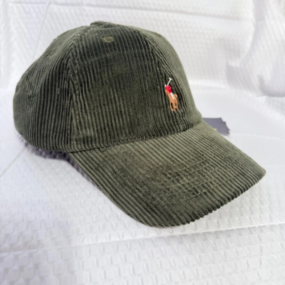 AUTHENTIC VINTAGE MEN'S POLO RALPH LAUREN GREEN CORDUROY CAP M/L EXCELLENT - Picture 1 of 5